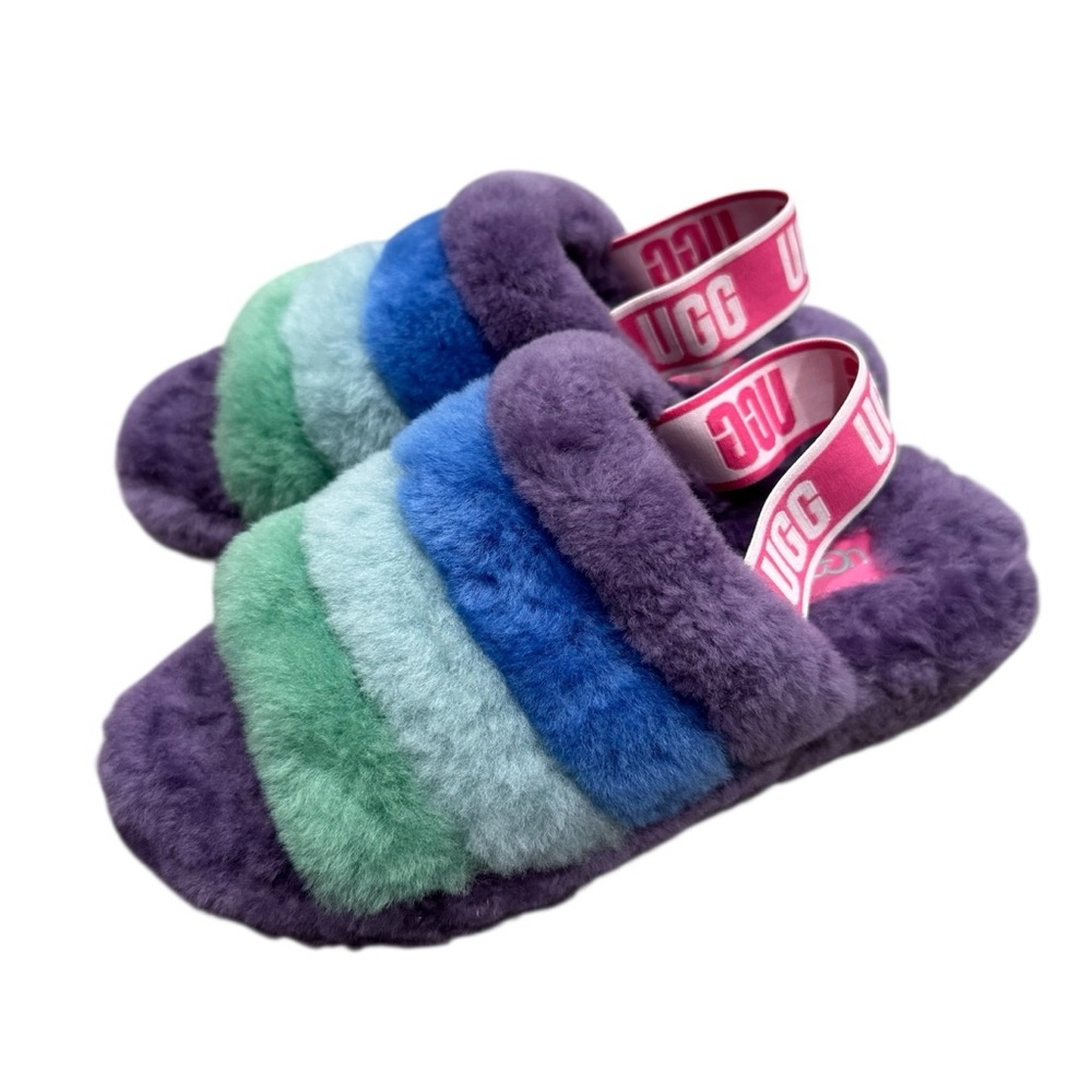 UGG Pride Fluff Yeah Slide Slippers Rainbow Pride Purple Size 7 1097169‎